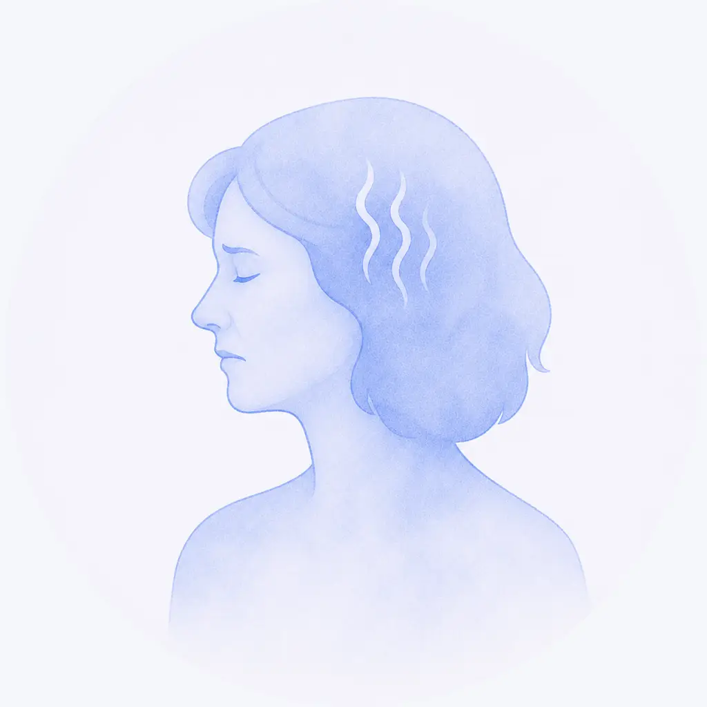 Illustratie van angst en somberheid tijdens chemotherapie met een verdrietige vrouw in zachte blauwe tinten.
