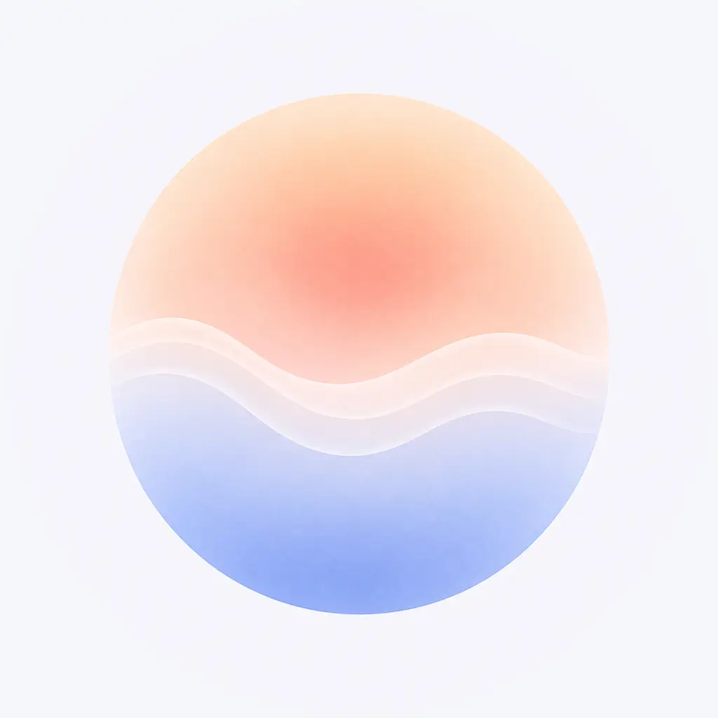 Abstracte illustratie van overgangsverschijnselen tijdens chemotherapie met warme en koude kleurzones.