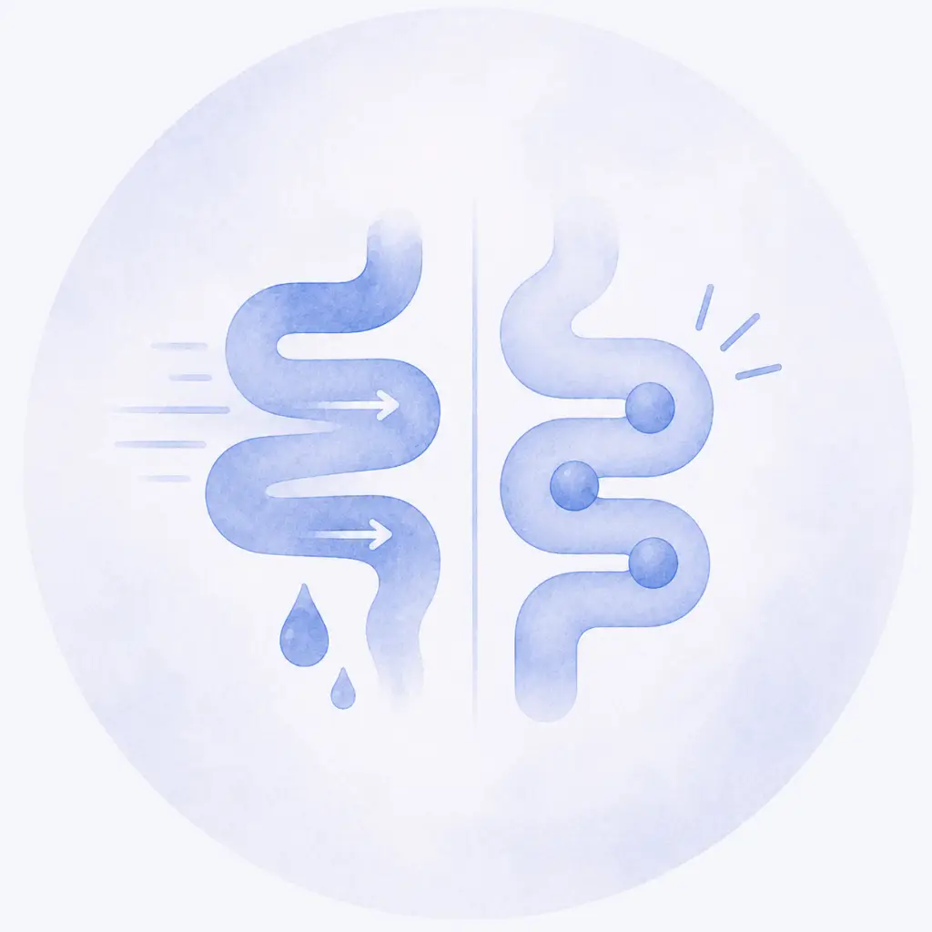 Illustratie van diarree en verstopping als mogelijke darmklachten tijdens chemotherapie.