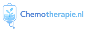 Logo van Chemotherapie.nl met een blauw infuus-icoon en moderne typografie.